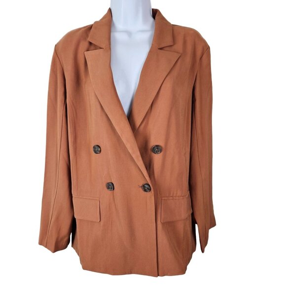 A New Day Women's Essential Blazer Double-Breasted Tan Size Small Business Chic - Picture 3 of 13